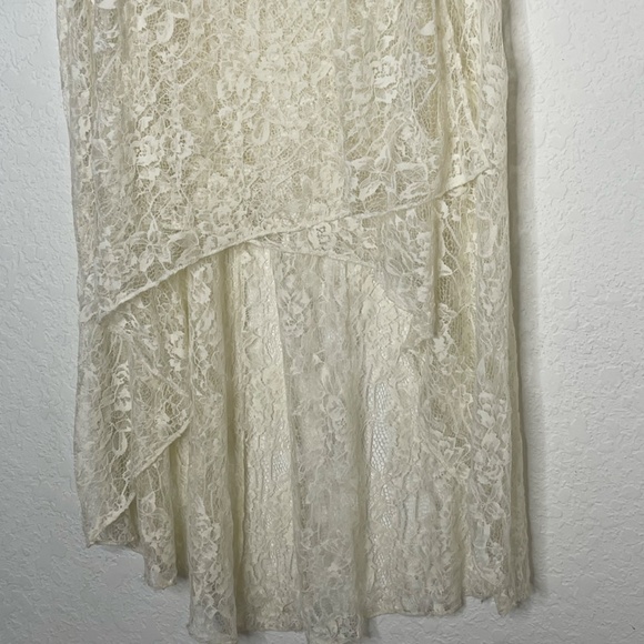 Alice + Olivia NWT Hi Lo Lace Midi Skirt Size 2 Ivory Sheer Lined - Picture 6 of 16